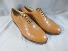 Samuel Windsor Handmade Men's Brown Tan Leather Oxford Shoes UK 7.5