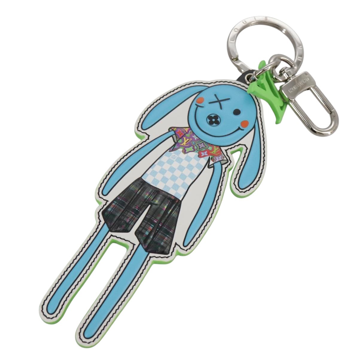 Louis Vuitton レザーキーホルダー LOUIS VUITTON Porte Cles LV Rabbit Key Ring Leather Blue