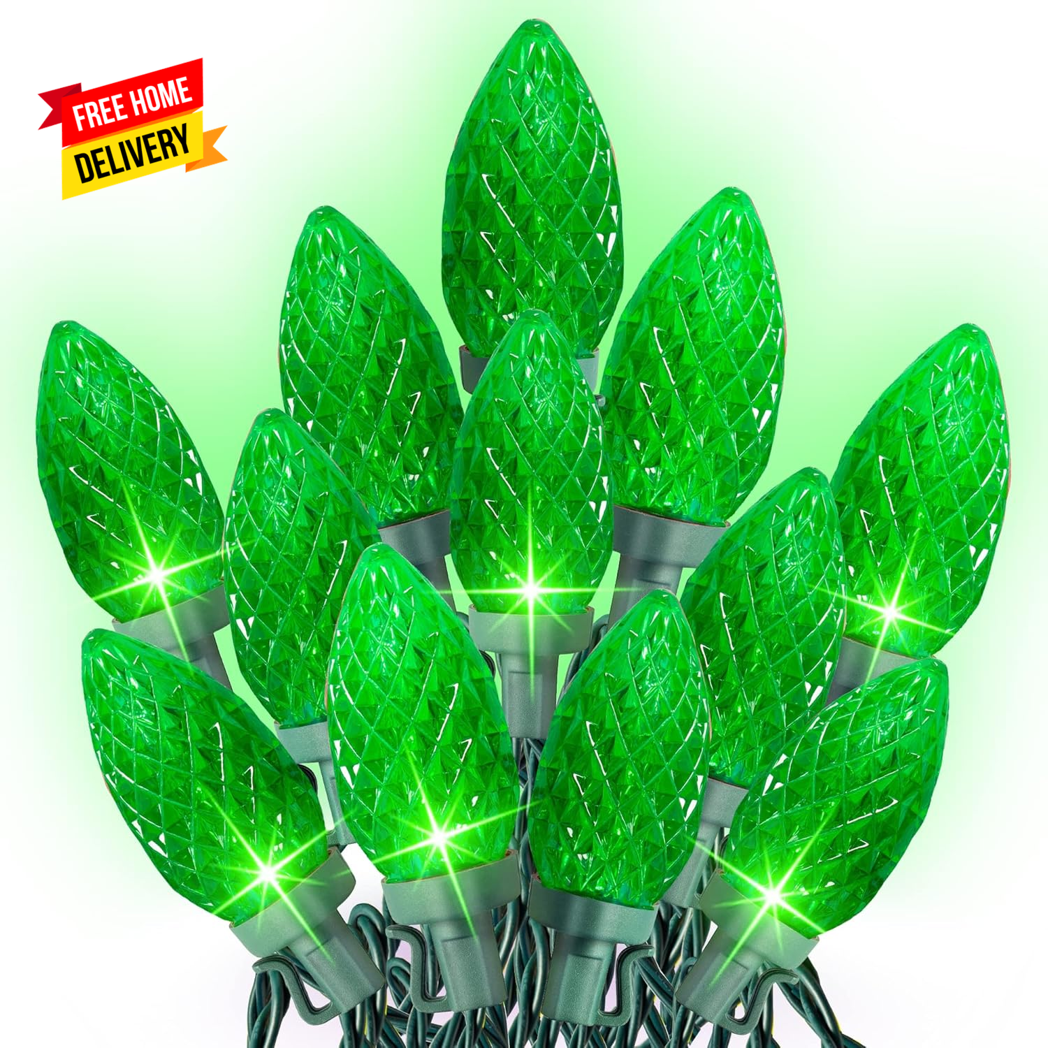 C9 St. Patrick'S Day String Lights, 100 LED 66 FT Waterproof Connectable Green W