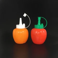 Tomato Shape Sauce Squeeze Bottles Plastic Ketchup Condiment With Lid Dispenser 