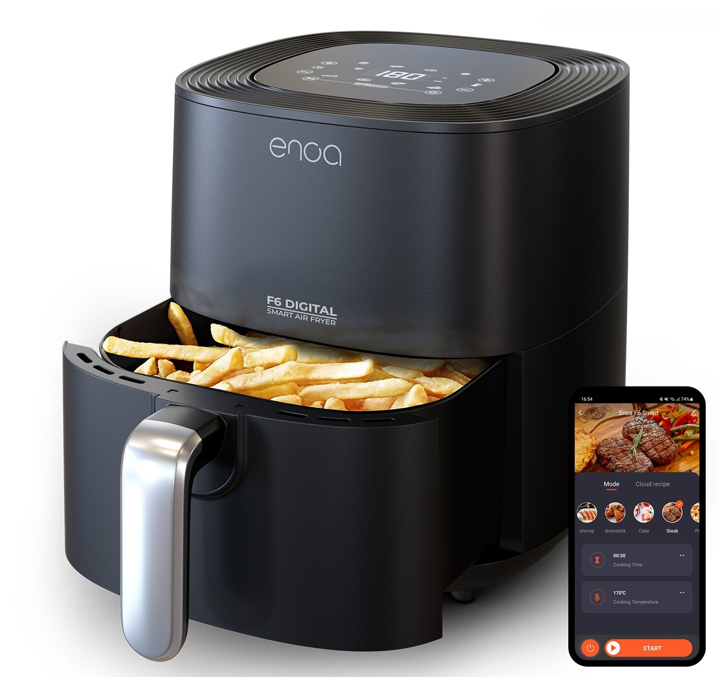 ENOA F6 Friggitrice ad Aria Smart 5,5 Litri, 8 programmi, fino a 8 persone
