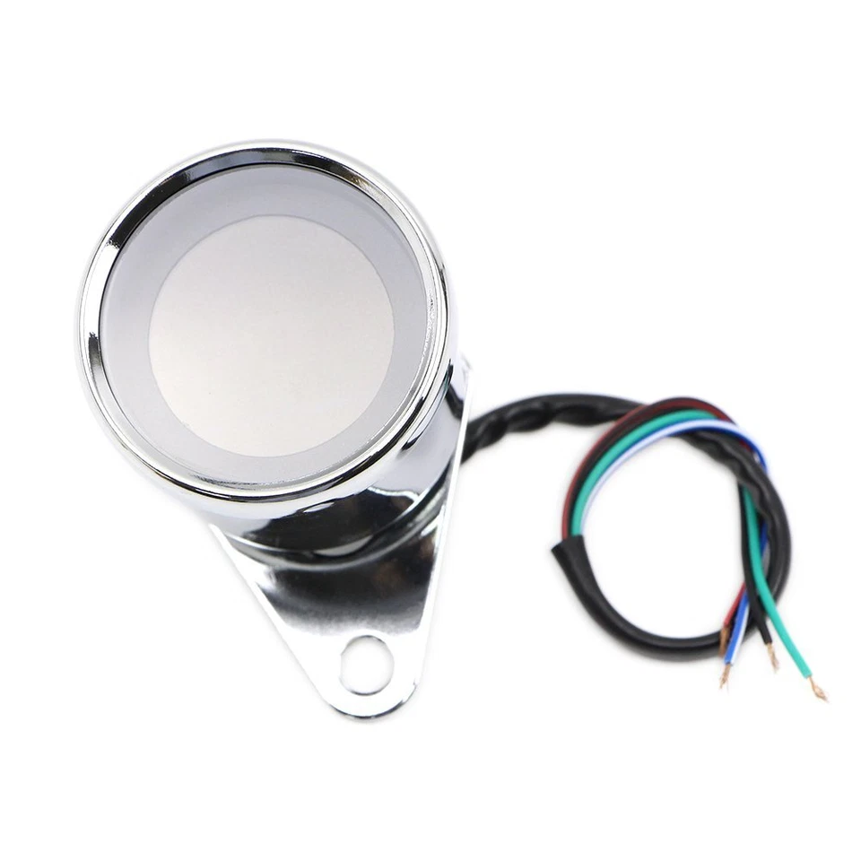 LCD Digital Motorcycle Gauge Universal Speedometer Tachometer Odometer Chrome - Image 2 of 4
