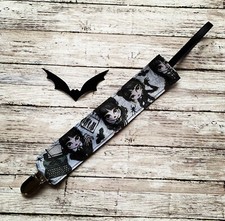 Spooky Gothic Girl Pacifier Clip Baby Wednesday Inspired
