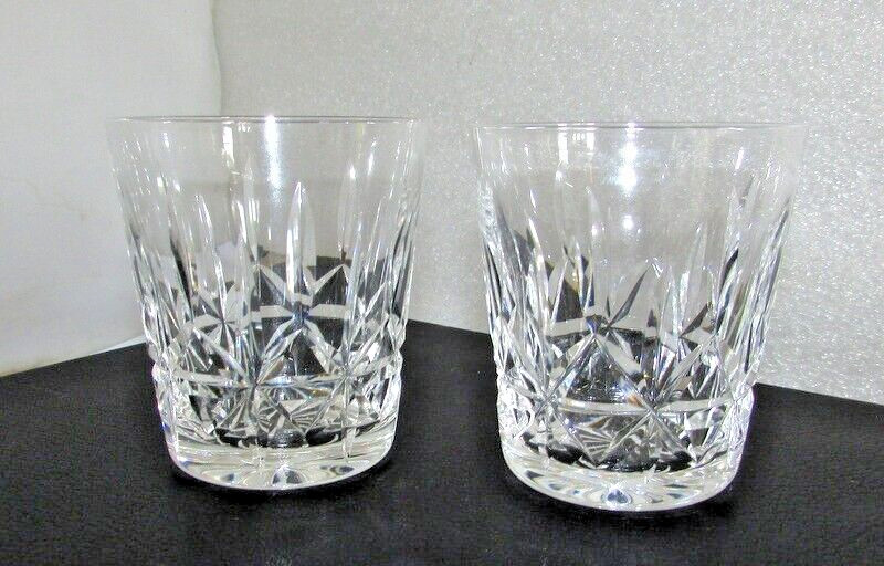 2 Waterford Crystal ROSSLARE Old Fashioned Rocks Glasses Ireland Mint Condition