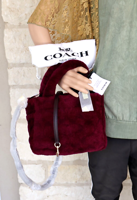 COACH 新品バッグ NWT COACH Tote Handbag Fuchsia Signature Shearling CM177 + Dust