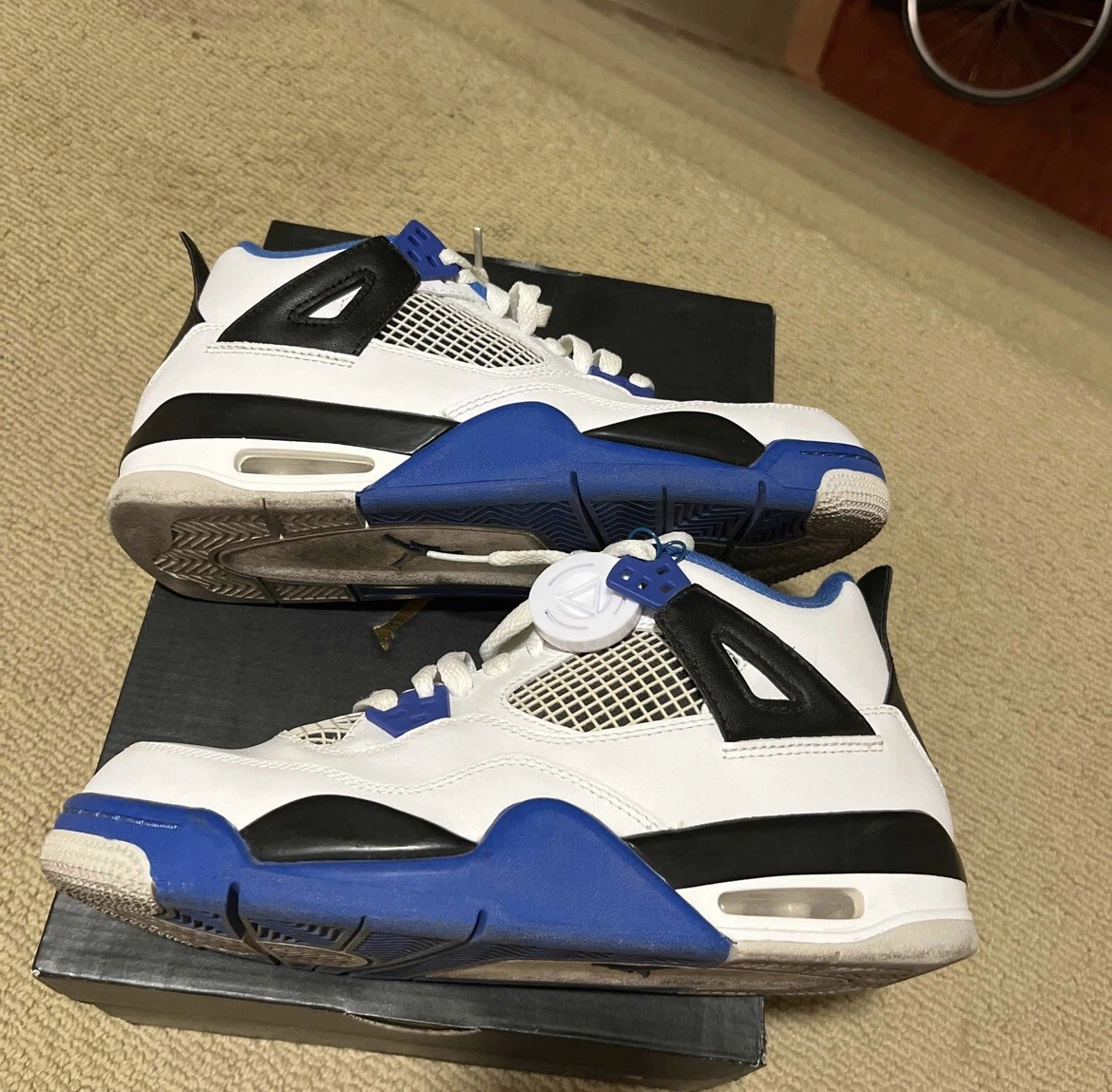 Nike Air Jordan 4 Flight IV Retro Motorsport Youth Size 4.5Y 408452-117 Womens 6 Basketball Blue Lace Up Shoes for Boys for sale | eBay main image 4