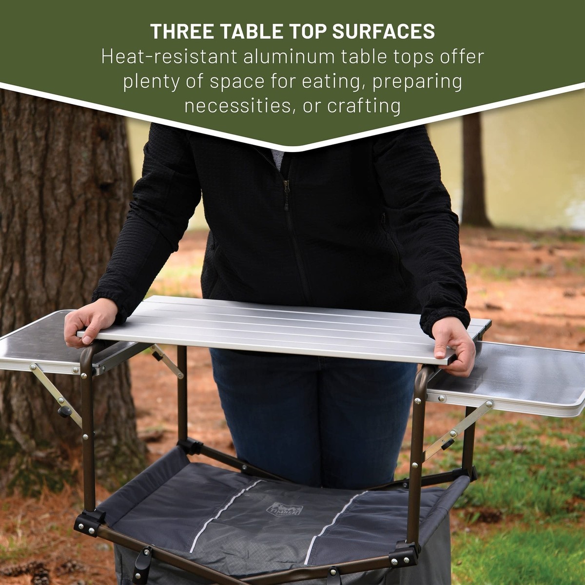 Table Camping Pliante TIMBER RIDGE - Aluminium - 110x70cm - Pour 4-6 Personnes - Sac Inclus
