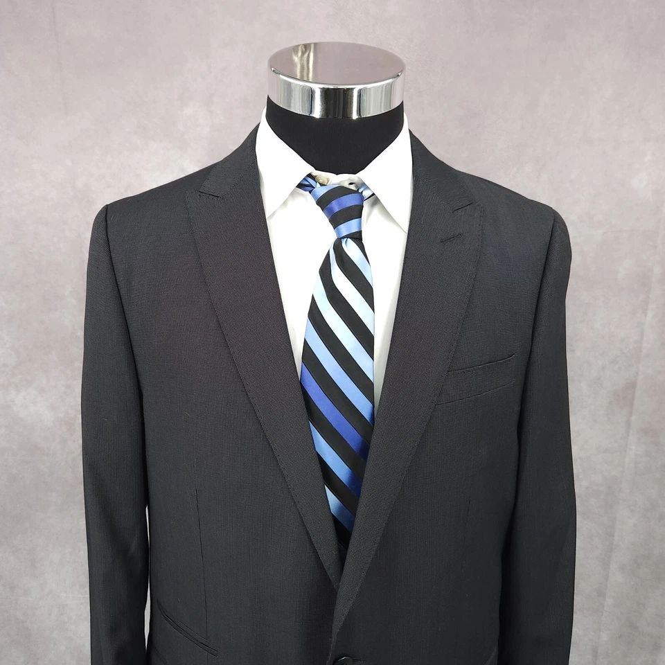 JF J. Ferrar Blazer Mens 44S Black Modern Fit Sports Coat Jacket 2 B Rayon Blend - Image 3 of 4