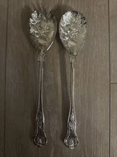 Falstaff on Zinc England Silver Plate Salad Servers Pineapple Fruit Embossed