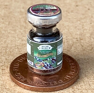 Dolls House Glass Jar Of Blackcurrant Jam 1:12 Scale Kitchen Preserve tumdee