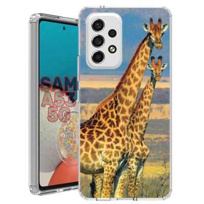 For Samsung Galaxy A23 5g A52 A53 TPU Case Cover+Glass(Giraffe Couple) 