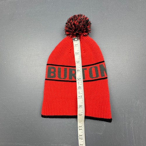 Burton Beanie Hat Red Black Pom Knit Snowboard Ski Winter Cap Unisex Warm Casual - Picture 3 of 7