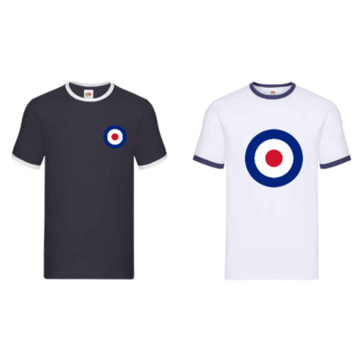 Mod RAF Roundel Target 1960's Music Scooter Retro Ringer Navy T-Shirt Patriotism