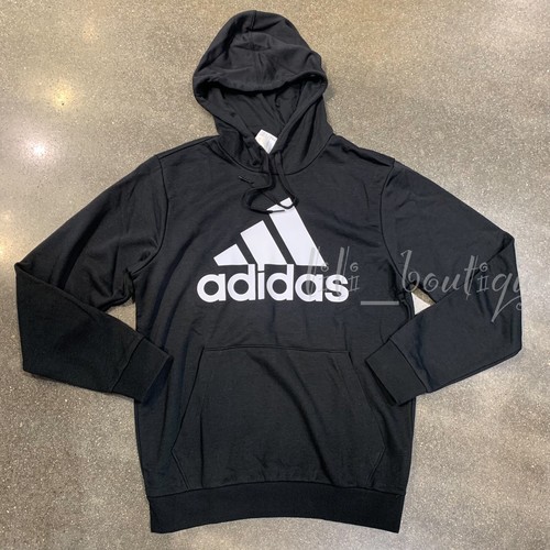 NWT Adidas GK9540 Men's Essentials Big Logo Hoodie Sweatshirt Black White Size S - 第 1/12 張圖片