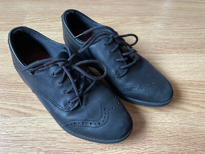 Clarks girls black leather school shoes size 13 F UK