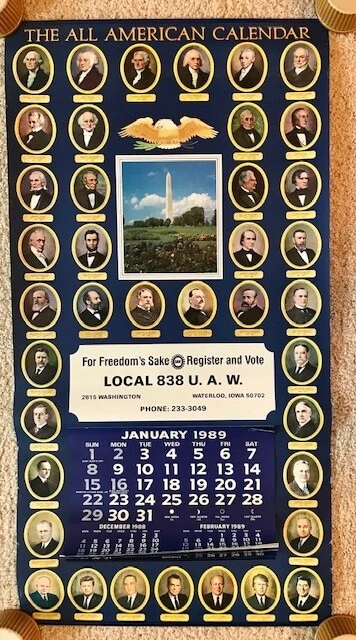 Vintage THE ALL AMERICAN CALENDAR 1989 UAW 838 Waterloo IA Washington  Monument | eBay