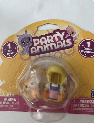 NEW PARTY ANIMALS TOY 1 YELLOW BEAR & 1 PANDA COSTUME 2010 Spin Master