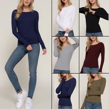 Active Basic 14020 JUNIOR Long Sleeve Double Layer 4x2 Ribbed Knit Top Tee S M L