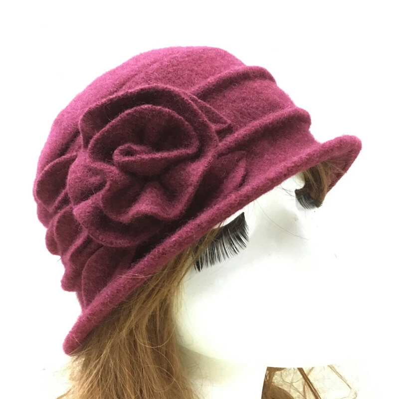 Vintage Elegant Wool Bucket Women's Cloche Beanies Beret Winter Hat - Image 4 of 4