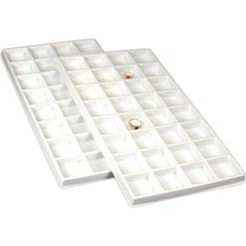 2 White Plastic 32 Compartment Jewelry Tray Inserts