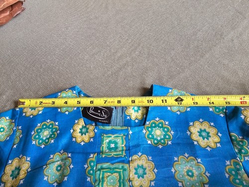 RARE! Vintage 1950s Bonnie Sue Model Womens Dress - Linen, Blue, Pattern, Zipper - Picture 17 of 24