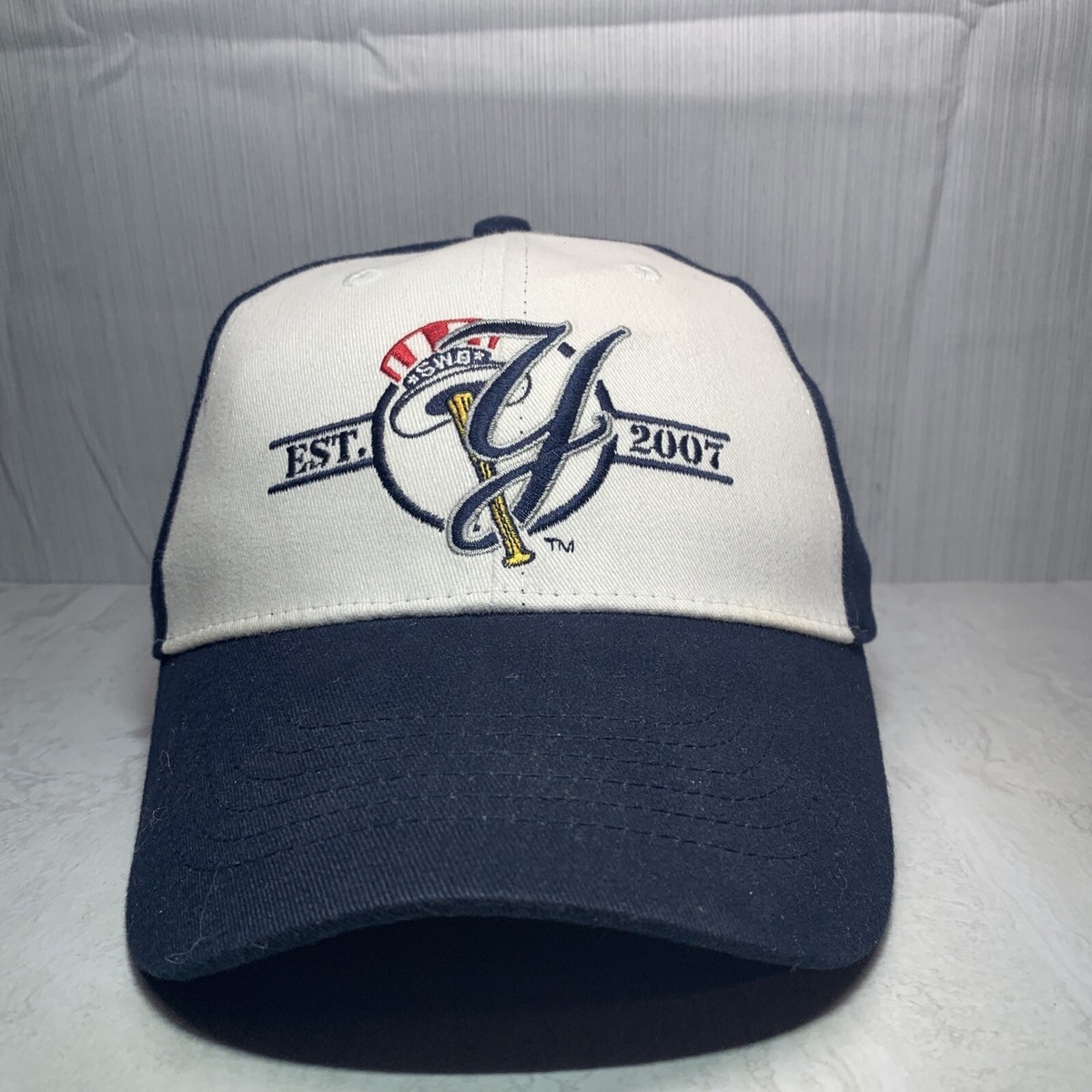 New York Yankees Hat Cap Strap Back Blue White MLB Baseball Stingy
