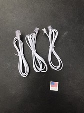 3Pcs 3.3Ft 1M Length 6P2C Telephone Phone Extension Line Cable White