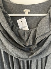 J Crew Dress Dark Gray Round Ruffle Neck Size XS NWT