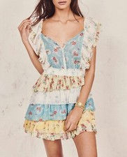 LOVESHACKFANCY Phyllis Ruffled Cotton Dress Size Small 