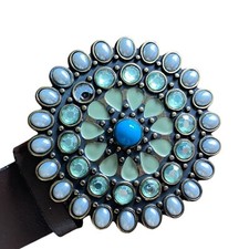 GAP Women  s Cow Leather Belt 3  -Concho Buckle Size L