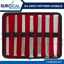 7 Pcs US Army Pattern Chisels Kit Orthopedic Surgical Instruments German Grade