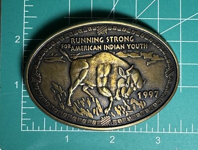Billy Mims 1997 Running Strong for American Indian Youth Buffalo Belt Buckle