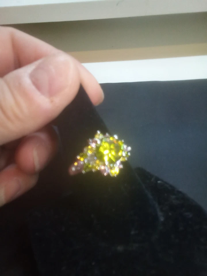 Novo Anel de Pedra Rosa e Verde Joias Perfumadas Tamanho 9.5 - Imagem 3 de 4