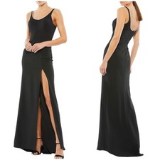 Mac Duggal NWOT Ieena Embellished Crystal Scoop Neck Sheath Gown Black Size 10