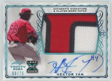 Hector Yan 2020 Leaf Trinity Teal Auto /75 Jersey #PA-HY1 Los Angeles Angels