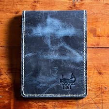 Maidstone Golf Yardage Book Cover Genuine Leather Whale Blue Wax Oil 5x7 1891