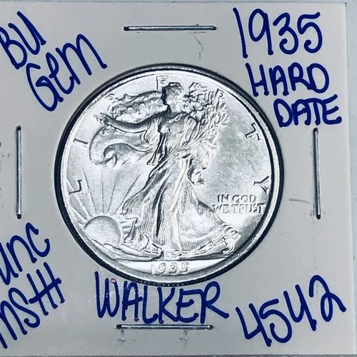 1935 BU UNCIRCULATED WALKING LIBERTY SILVER HALF DOLLAR AUTHENTIC U.S. MINT 4542