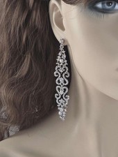 Long Chandelier Earrings, 4 Inch Crystal Rhinestone Bridal Wedding Jewelry