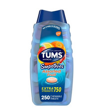 TUMS Smoothies Chewable Extra Strength Antacid Tablets, Assorted Fruit, 250 ct.