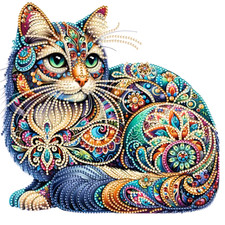 Kunstvolle Katzenmagie 5D -Diamond Painting im Set ohne Bilderrahmen 30x30 cm
