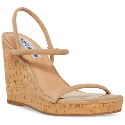 Steve Madden Womens Leather Almond Toe Slingback Platform Sandals BHFO 7590