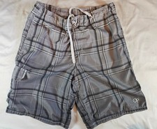 OP Mens Gray And White Ombre Drawstring Tie Waist Swim Trunks Size Medium