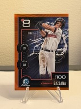 TRAVIS BAZZANA 2025 BOWMAN SCOUTS' TOP 100 #BTP-8 ORANGE REFRACTOR /25 GUARDIANS