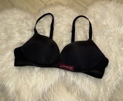 Adore Me 11985 Plunge Bra Padded Wire Free Womens 38B Black New Nwt