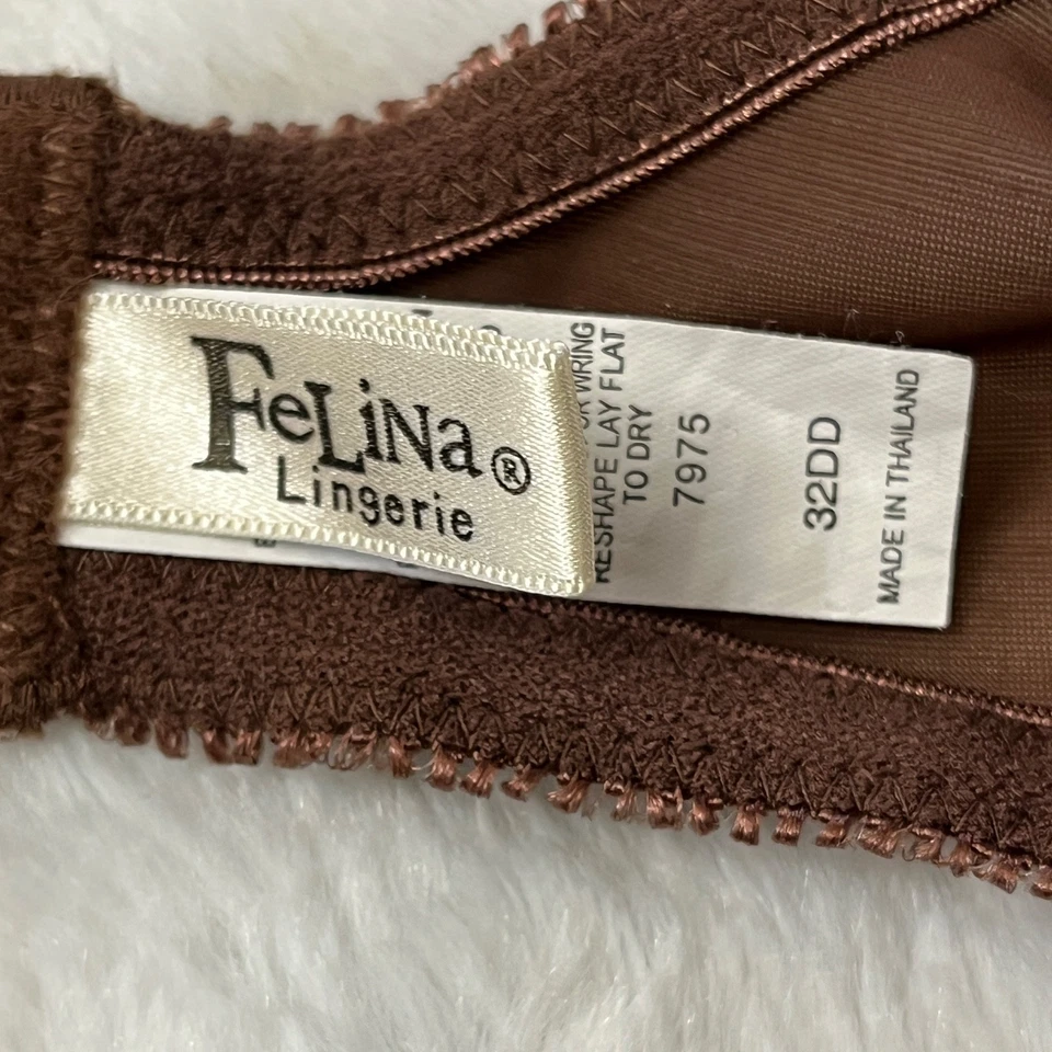 Felina Lingerie 32DD Sheer Unlined Mesh Embroidered Underwire Bra Brown - Image 2 of 4