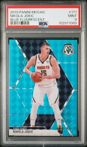 2019 Panini Mosaic Basketball Blue Fluorescent Nikola Jokic #171 PSA 9
