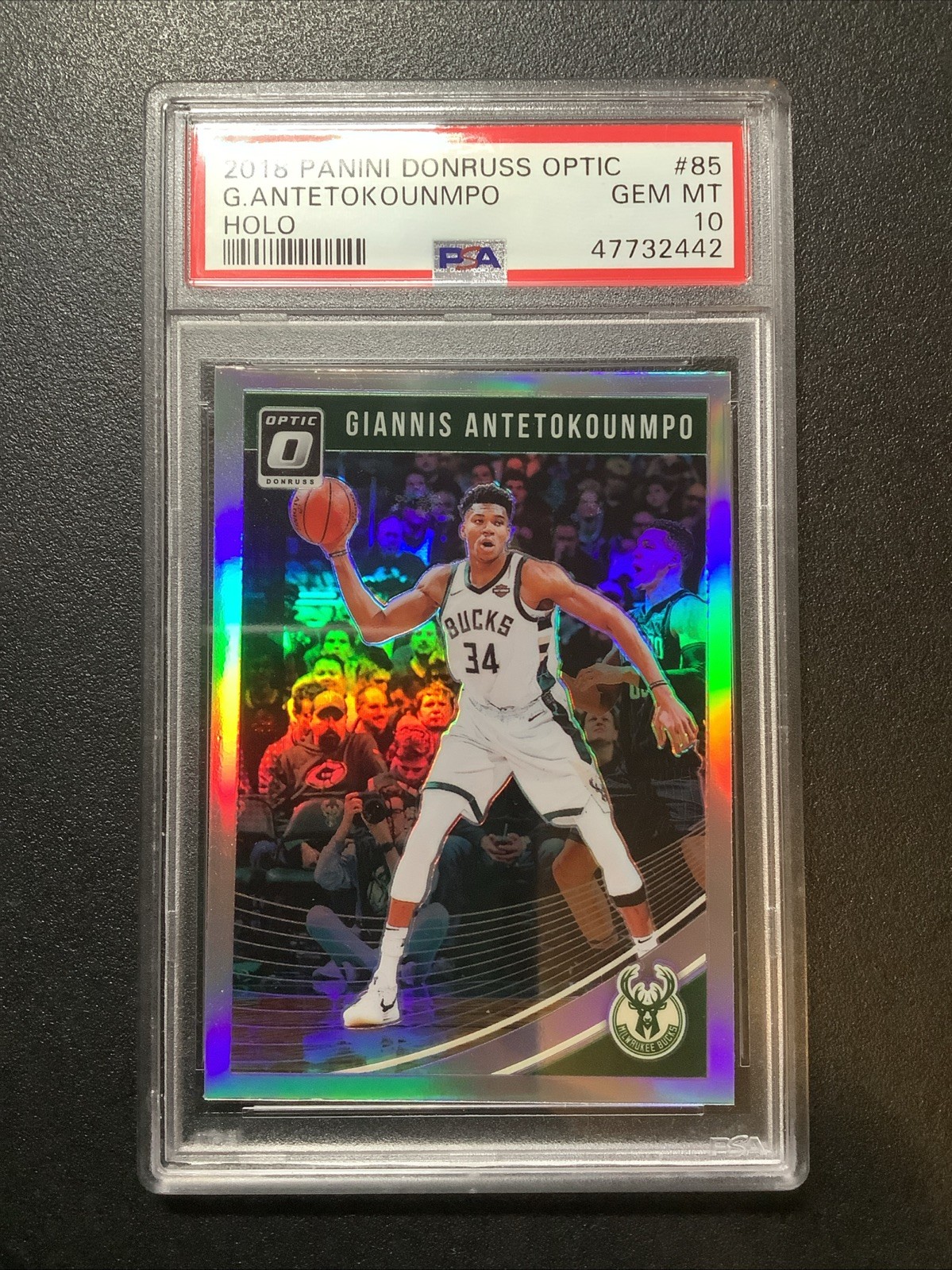 GIANNIS ANTETOKOUNMPO 2018 Panini DONRUSS OPTIC HOLO #85 BUCKS PSA 10