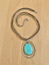 SILPADA N1804 Multi Strand Double Halo Blue Howlite Teardrop Pendant Necklace