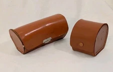 Set Of 2 Vintage Real Hide Leather Travel Toiletry Vanity Cases Made in England 