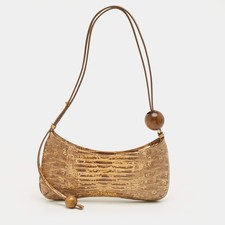 Jacquemus Beige Lizard Embossed Leather Le Bisou Perle Bag